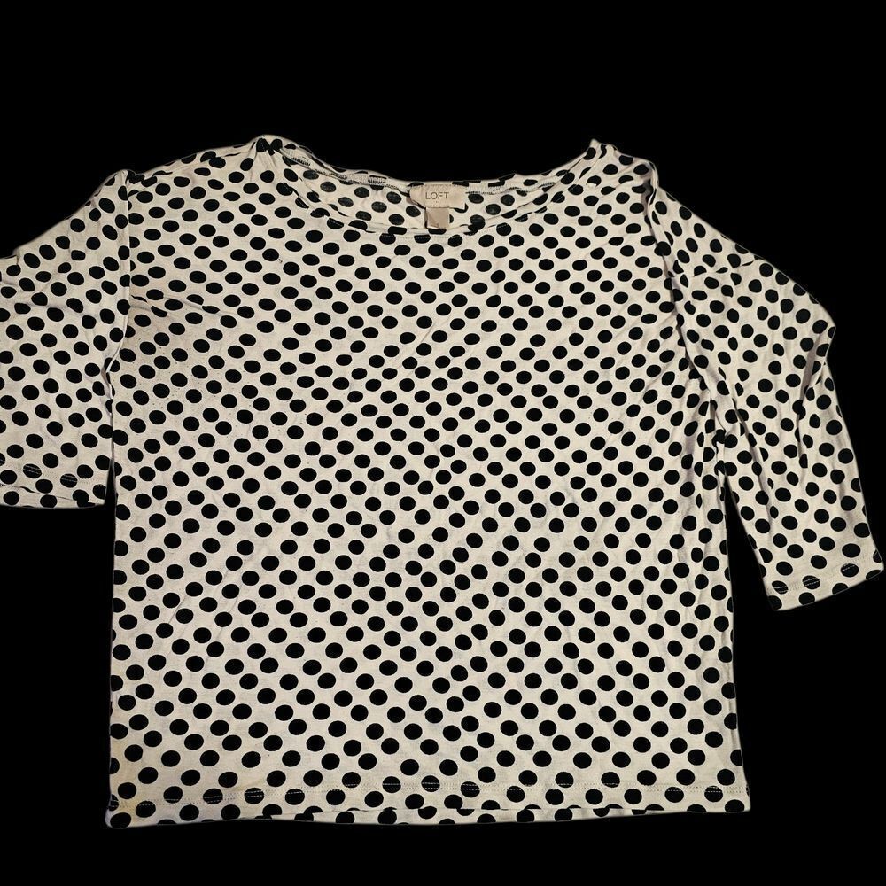 LOFT Black and White Polka Dot Blouse
